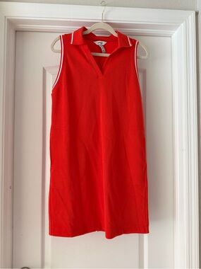 Spank Sleeveless Orange Knit Polo Dress XS